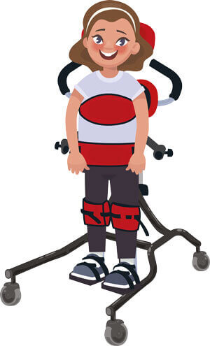 Illustration of child using a stander