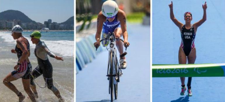 Paratriathlon combines swimming, cycling, and running