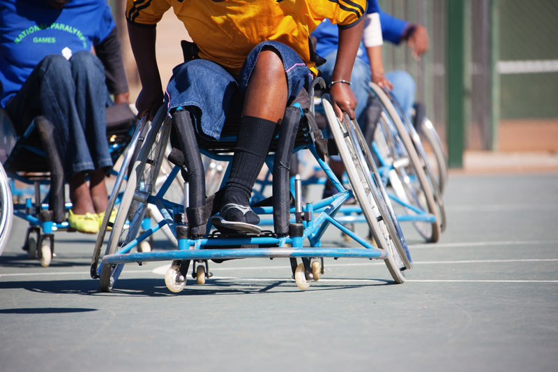 Wheelchair basketball being played
