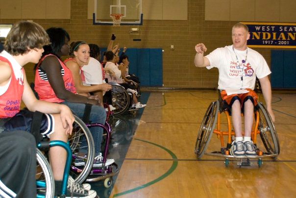 Megan at the wheelchair basketball camp