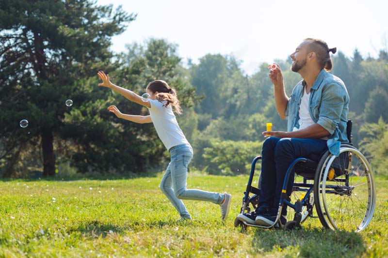 A parent with a disability with her daughter