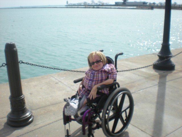 Sara visiting the waterfront in Chicago, IL