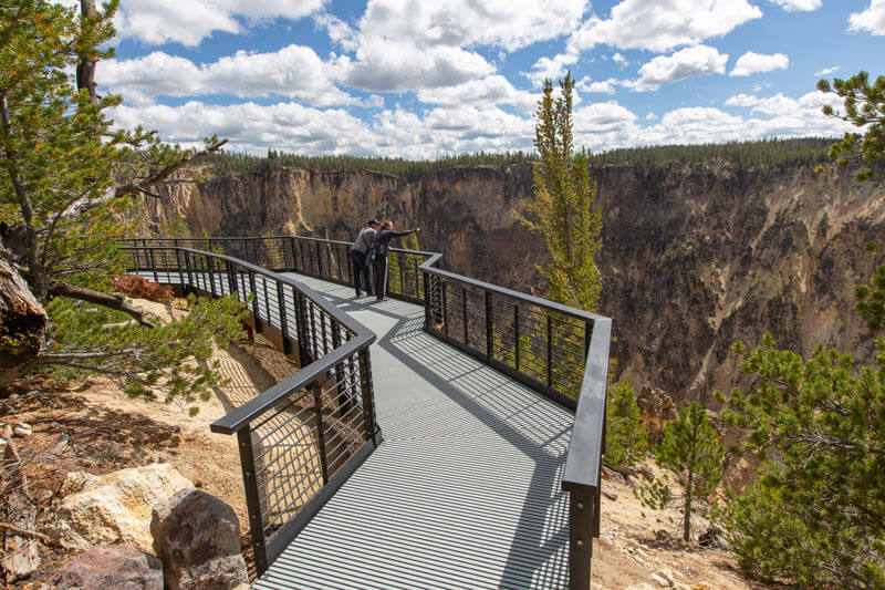 An accessible viewing platform at Yellowstone National Park